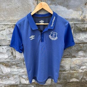 Everton Shirt Mens L Umbro Blue Soccer Football Training Polo Jersey